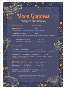Moon Goddess Menu Page 1